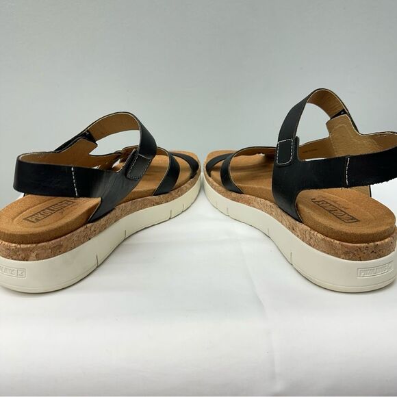 Pikolinos Palma W4N-0968 black calfskin leather strappy sandals women 42 11 cork - Picture 5 of 8